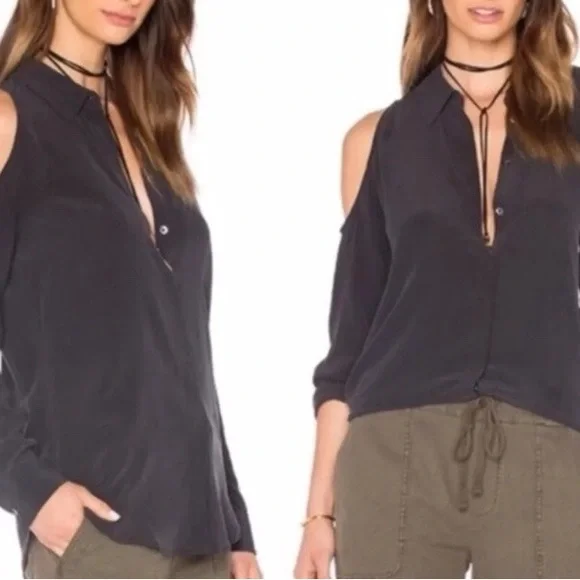 Equipment Black Sleeveless Notched Collar Tank Top - Picture 6 of 6